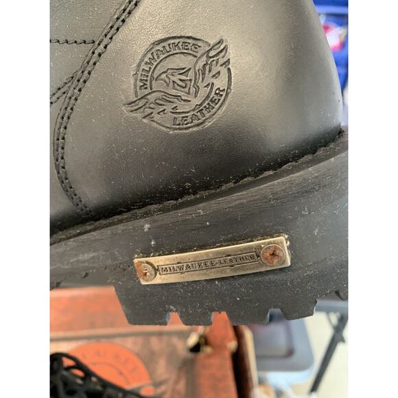 Milwaukee Leather Men's 8" Motorcycle Logger Boot w/ Cap Toe Lace Up Sz 7.5 - Picture 7 of 16